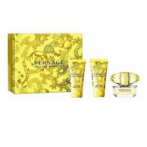 Set Cadou Versace Yellow Diamond, Femei, Apa de Toaleta 50 ml + Lotiune Corp 50 ml + Gel Dus 50 ml