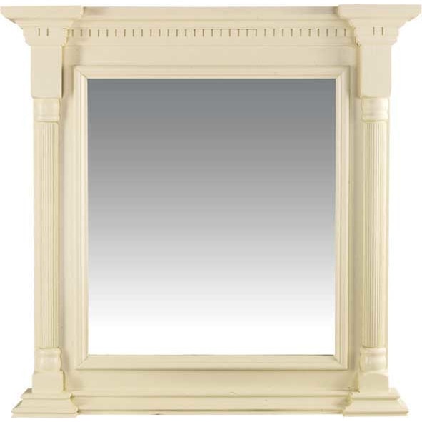 Oglinda Quadra rama lemn masiv, alb-crem, 90x90 cm