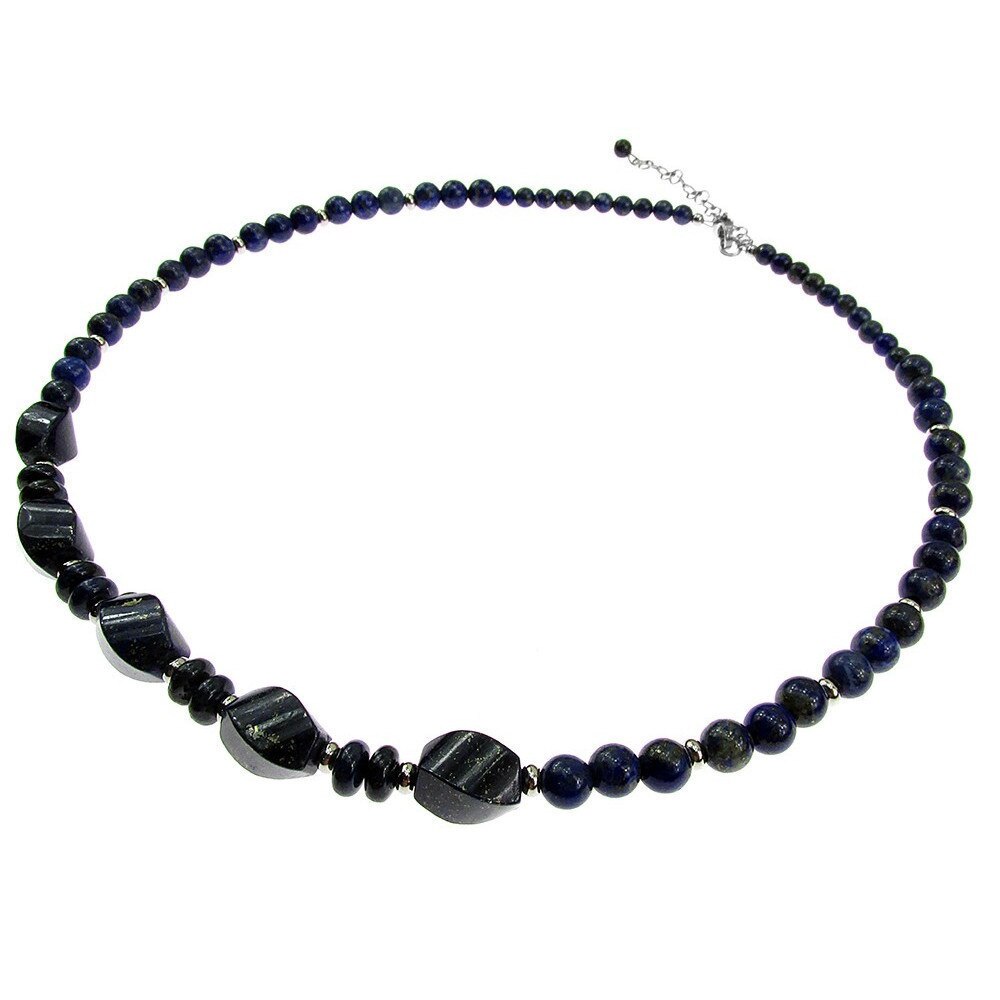 Colier din pietre naturale lapis lazuli cu inox, GlamBazaar, 46 cm, cu Lapis Lazuli, Albastru, tip colier handmade cu pietre naturale