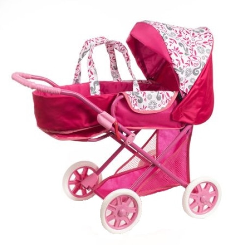 Carucior pentru papusi Azimut Iga Lux roz/rosu
