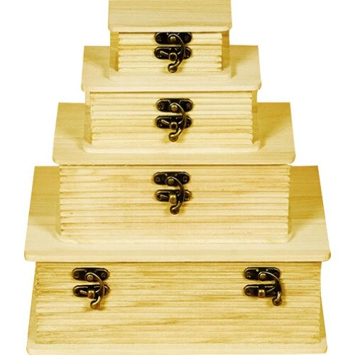 Set 4 cutii din lemn in forma de carte, 23 x 17 x 8.5 cm
