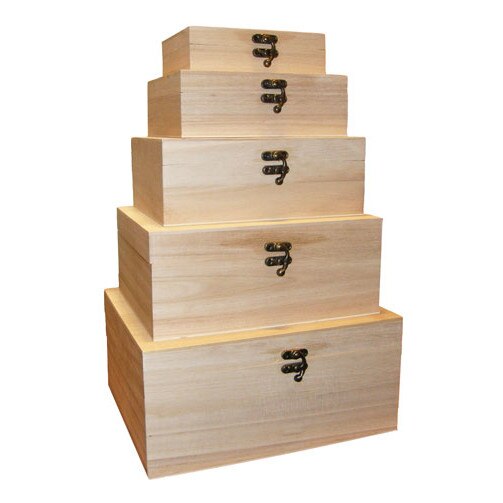 Set 5 cutii mari din lemn 27 x 23 x 13 cm, W2594