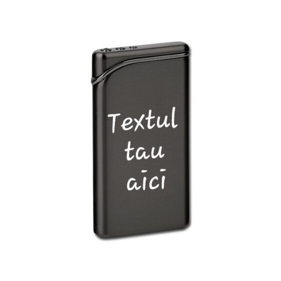 Bricheta metalica neagra gravata personalizata cu textul tau