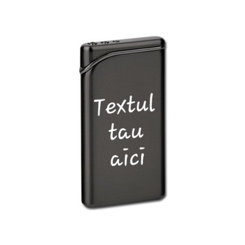 Bricheta metalica neagra gravata personalizata cu textul tau Bricheta metalica neagra gravata personalizata cu textul tau