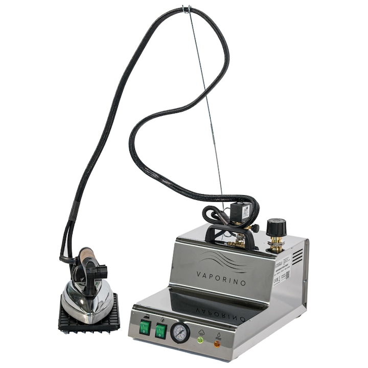 Fier de calcat cu generator de abur, boiler presiune 2,8 bar, putere 2100 W, capacitate 2.8 litri, talpa de teflon Vaporino Maxi Inox Battistella