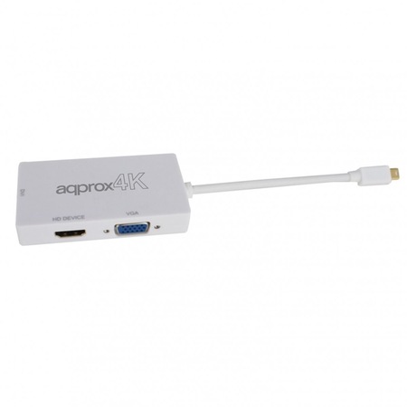 Adaptor Approx DisplayPort VGA/D-Sub + HDMI + DVI-D convertor 10cm, Alb