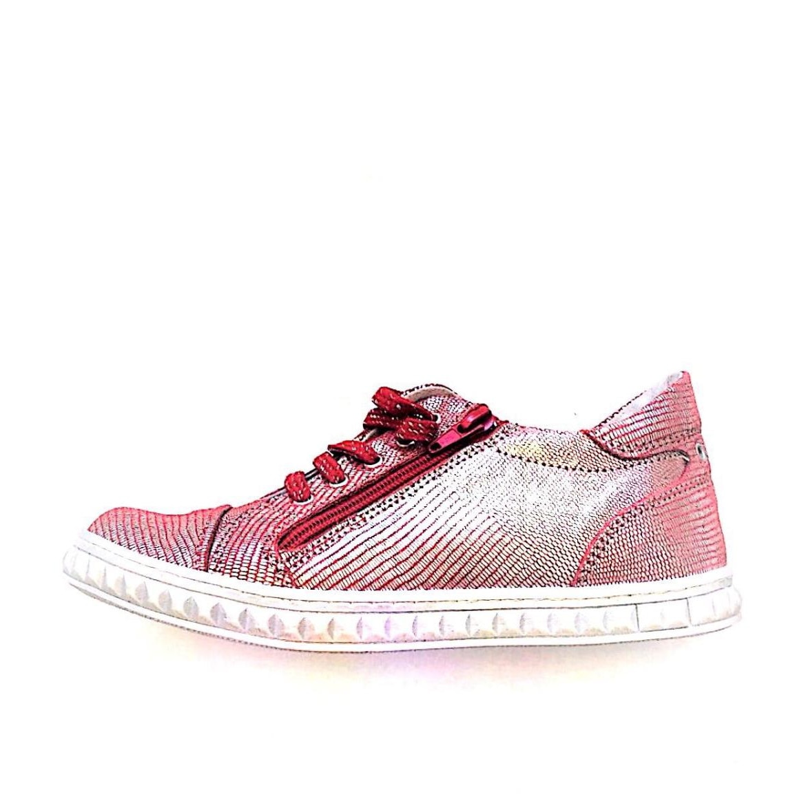 Pantofi sport fete, PJ Shoes, Rosu/Argintiu