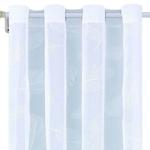 Perdea alba cu frunzulite, iMK®, cu inele tip capsa