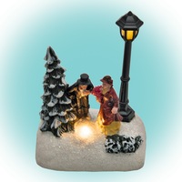 Decoratiune de Craciun, tip sceneta de Craciun, decor de Craciun cu leduri, lumina alb cald, Heber