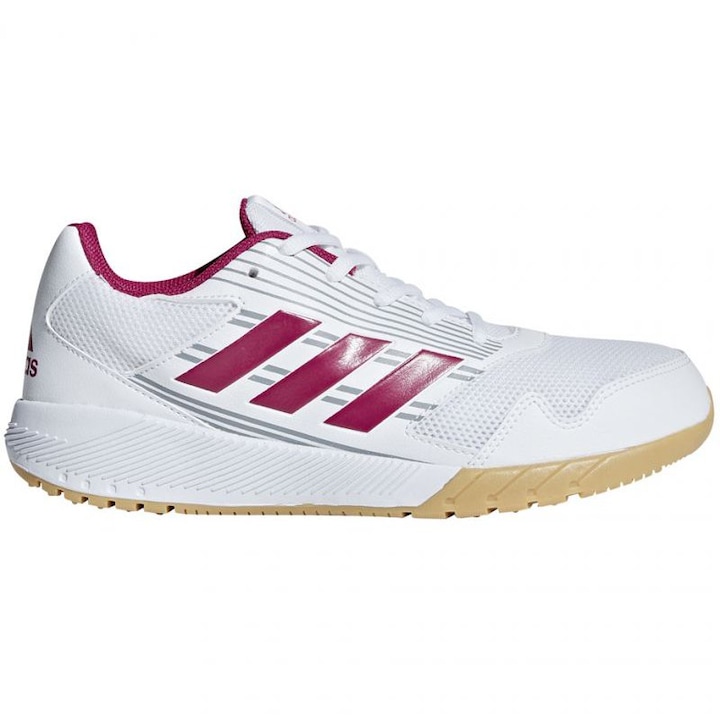 Adidas, Pantofi sport din material sintetic, Alb/Roz, 36 EU