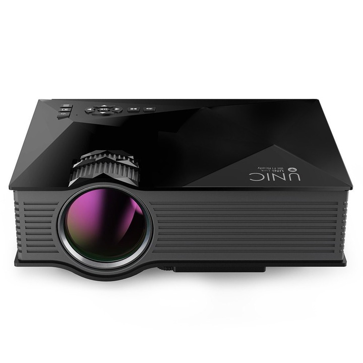 Видео проектор UC46+ LED, Готов за Wi-Fi, Домашно кино, USB, HDMI, SD, 3 в 1, Черен цвят