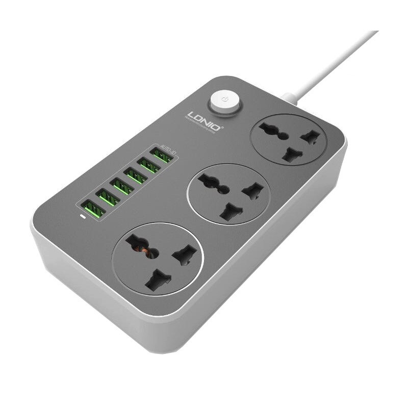 Prelungitor cu 3 prize LDNIO SC3604, 6 x USB, lungime 2 m