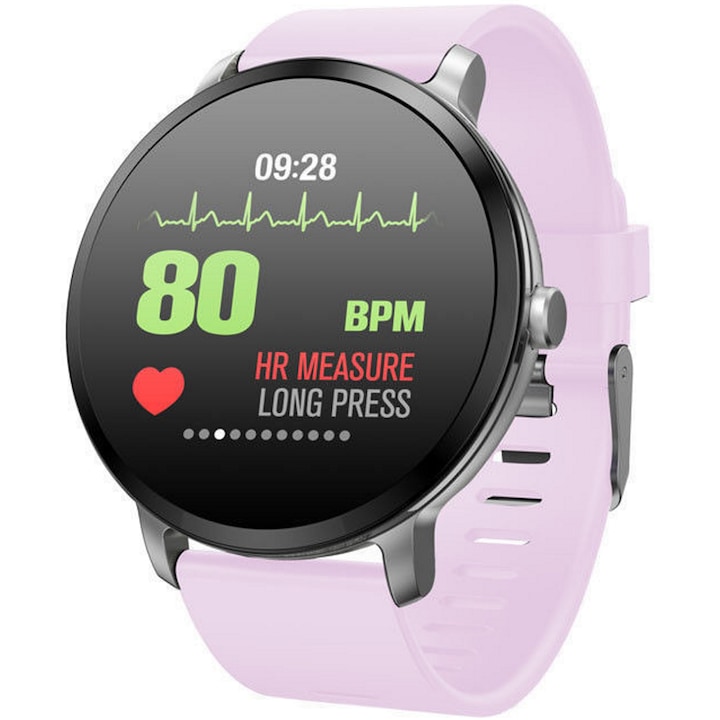 Ceas Smartwatch Sport Motion 11 2 in 1 , Display de 1.3" FULL Color OLED , Rezistenta Apa ip67, Ritm Cardiac , Tensiometru , Monitorizare Somn , Pedometru, Notificari SMS si Apeluri , Vremea , Curea Silicon Mov