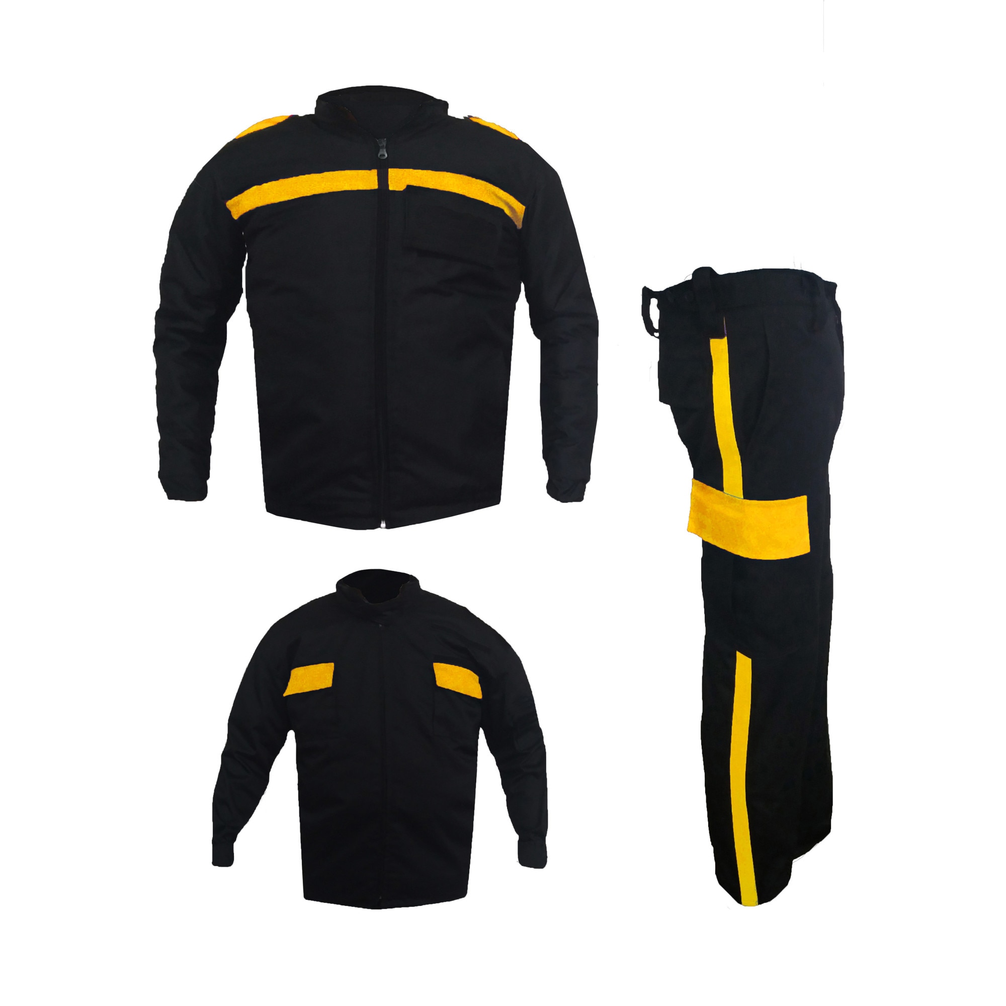 Costum profesional de paza si protectie Assault, 3 piese, negru/Galben marime 48 (M)