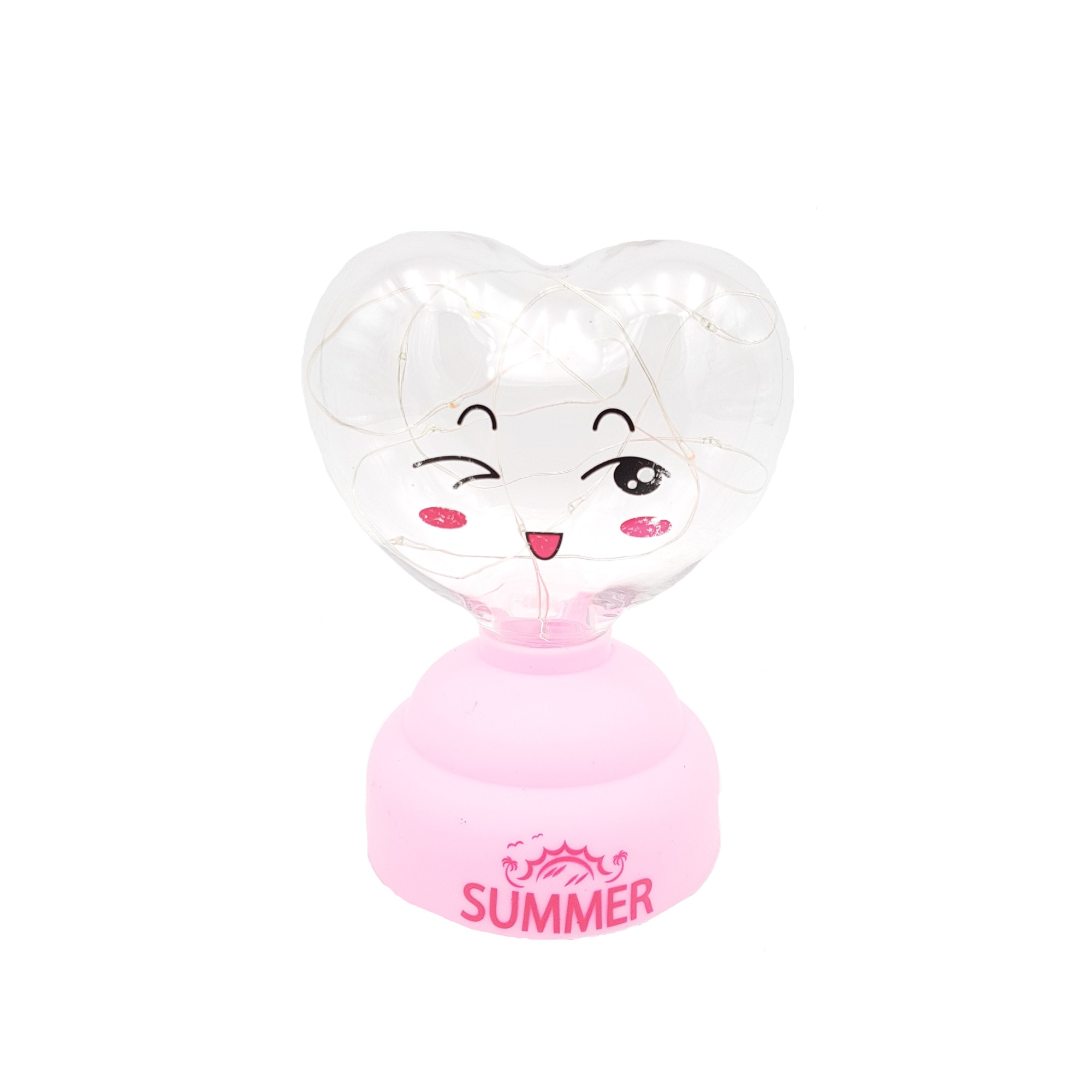 Lampa de veghe camera copilului, leduri multicolore, inima, roz