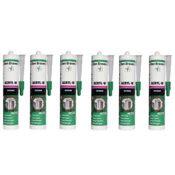 Pachet 6 bucati Etansant acrilic Den Braven Acryl - W, alb, interior, 280 ml Pachet 6 bucati Etansant acrilic Den Braven Acryl - W, alb, interior, 280 ml