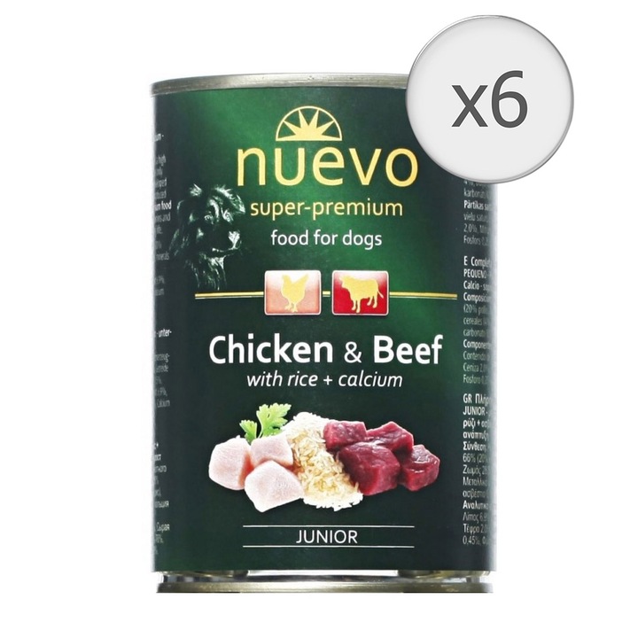 Nuevo nedves eledel junior kutyáknak, 6x800 g