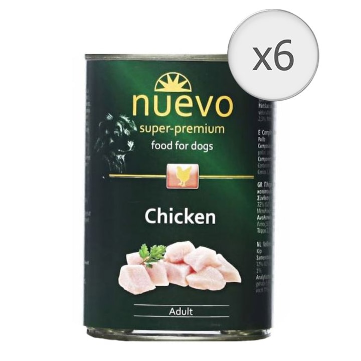 Мокра храна за кучета Nuevo, Птиче, 6x800 гр