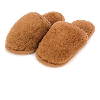 Papuci de casa, lana camila/merinos, 100% natural, maro Papuci de casa, lana camila/merinos, 100% natural, maro