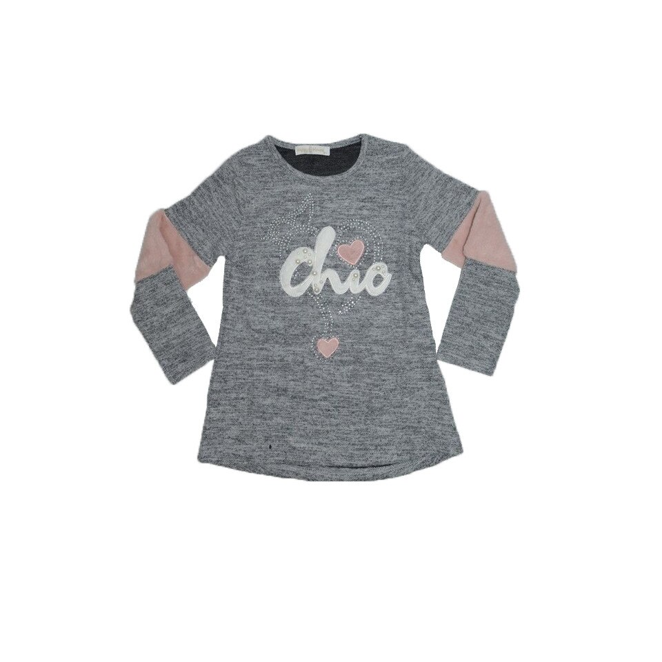 Bluza cu maneca lunga fetite Happy House FOFO-018-G, Gri