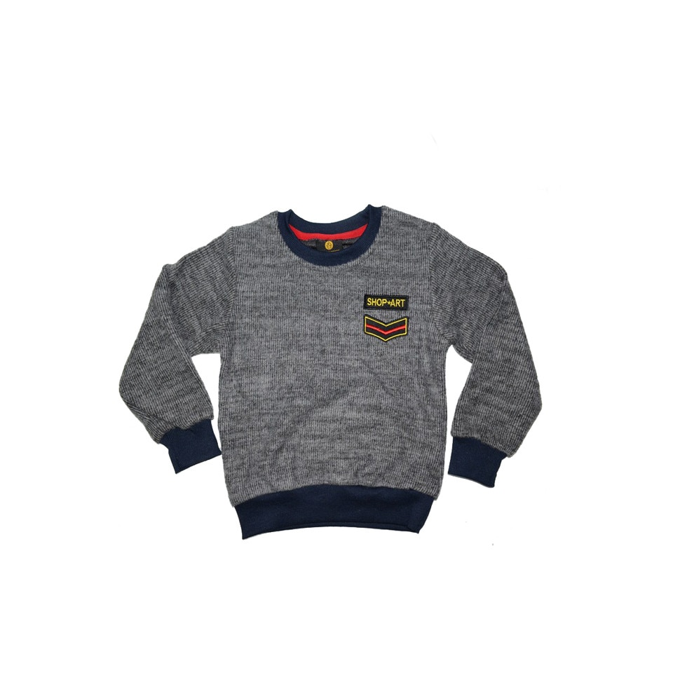 Pulover cu maneca lunga baieti Happy House HB-2058-G2, Gri, 86