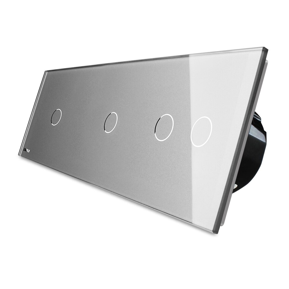 Intrerupator cu touch simplu+simplu+dublu LIVOLO din sticla, Gri
