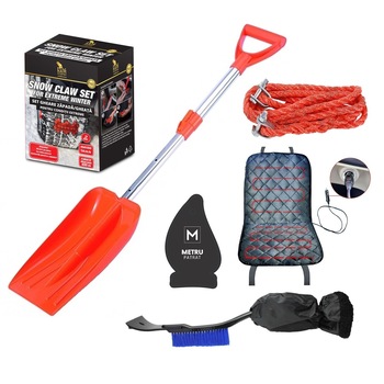 Pachet auto de iarna: gheare zapada conditii extreme + husa auto cu incalzire 12V + perie cu manusa si racleta gheata + franghie tractare 3,5 tone, 4 metri + lopata pentru zapada telescopica + odorizant Metru Patrat CADOU Pachet auto de iarna: gheare zapada conditii extreme + husa auto cu incalzire 12V + perie cu manusa si racleta gheata + franghie tractare 3,5 tone, 4 metri + lopata pentru zapada telescopica + odorizant Metru Patrat CADOU