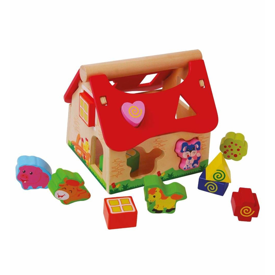 Set Joc Casuta Educationala Multicolora cu Diverse Forme de Sortare si Recunoastere pentru Copii