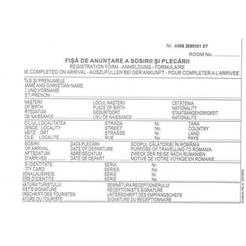 Fisa cazare de anuntare a sosirii si plecarii turistilor Fisa cazare de anuntare a sosirii si plecarii turistilor