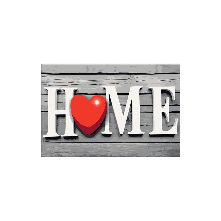 Pictura pe numere - Home with Red Heart - 60x40cm