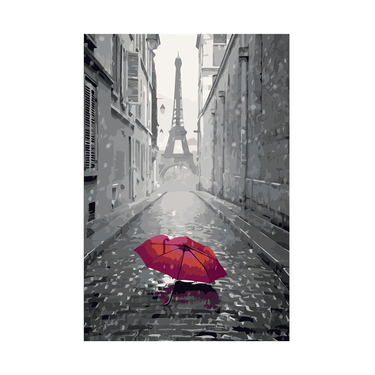 Pictura pe numere - Paris (Red Umbrella) - 40x60cm
