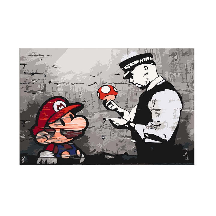 Pictura pe numere - Mario (Banksy) - 60x40cm