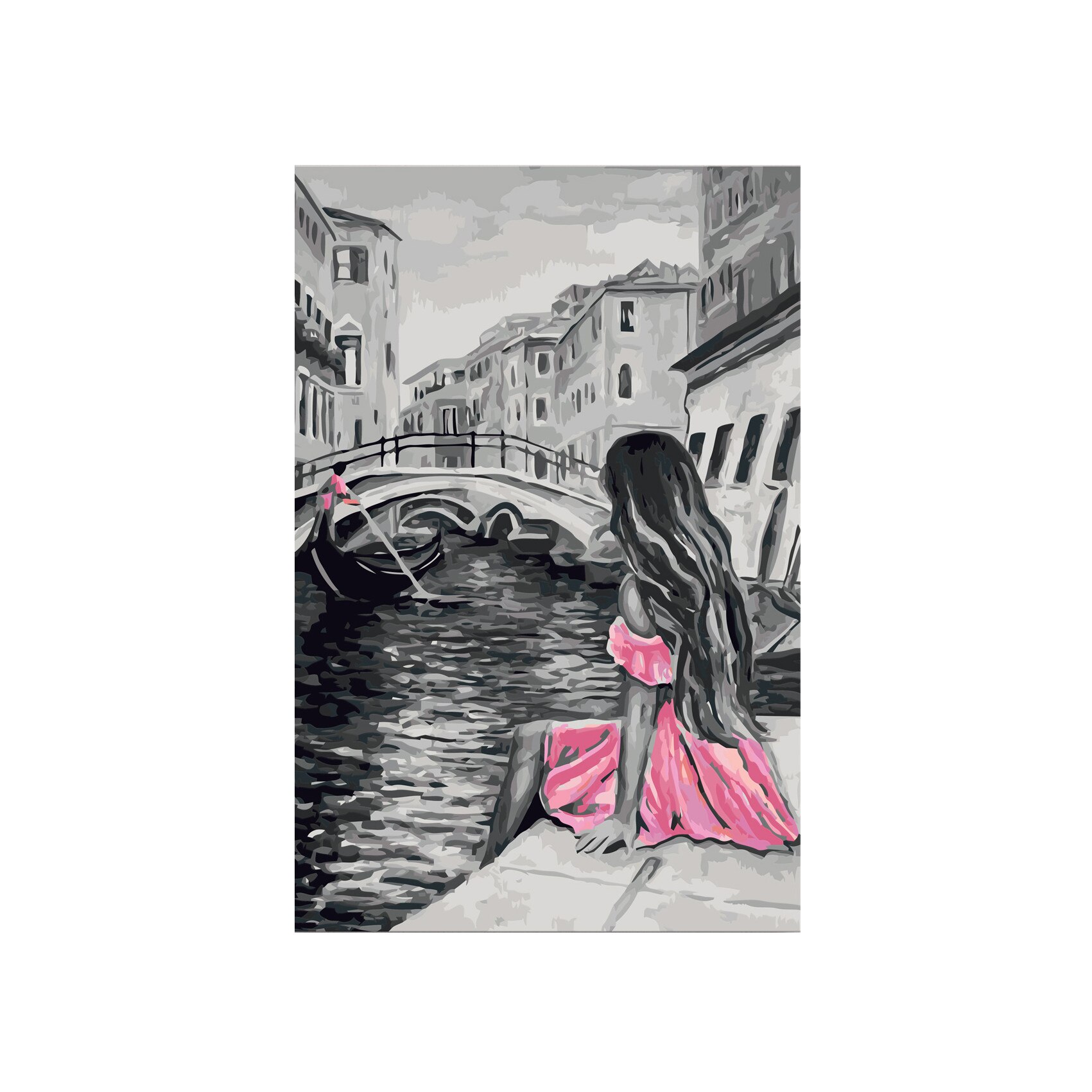 Pictura pe numere - Venice (A Girl In A Pink Dress) - 40x60cm