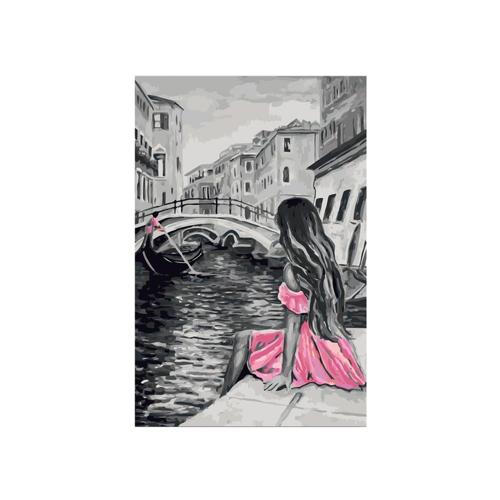 Pictura pe numere - Venice (A Girl In A Pink Dress) - 40x60cm