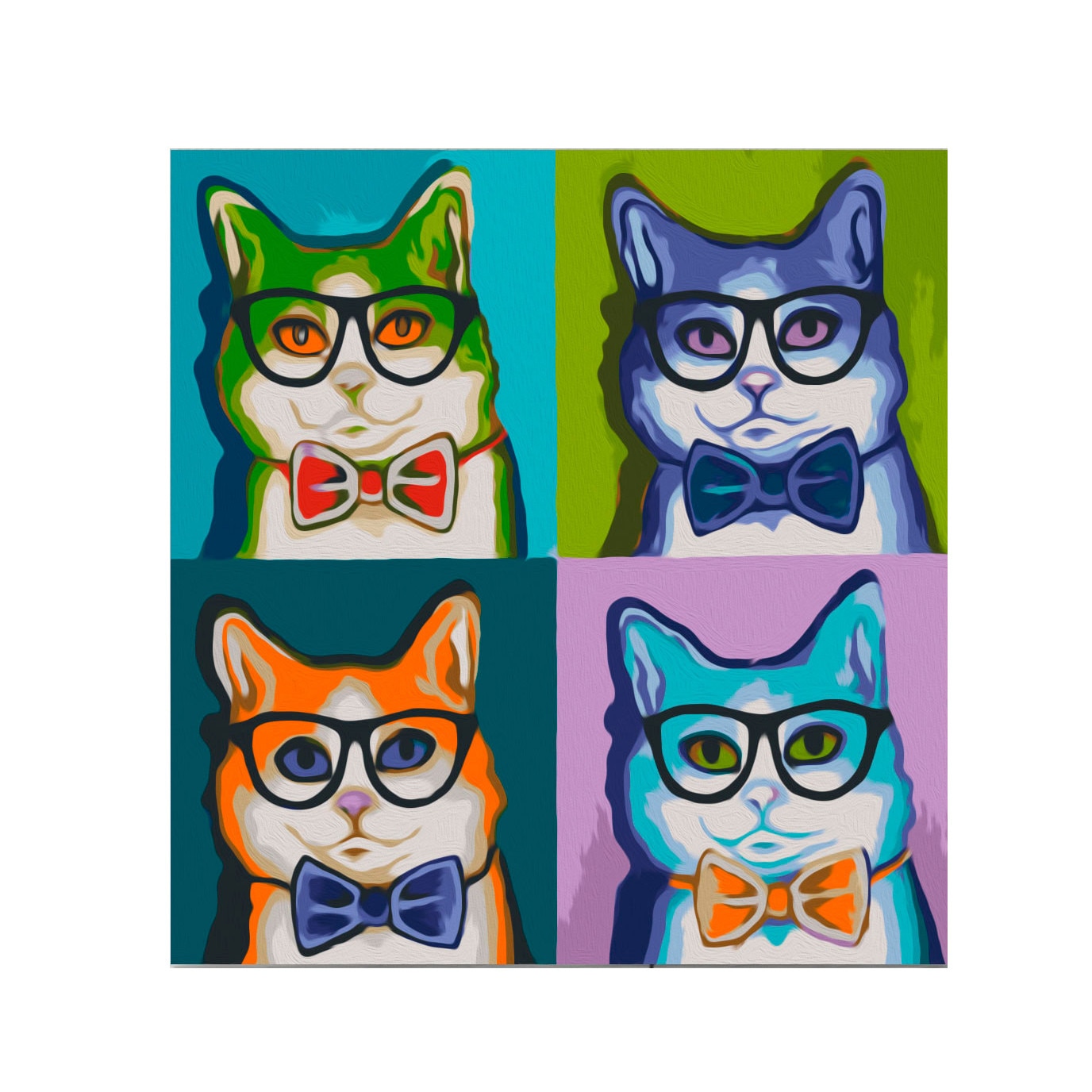 Pictura pe numere - Cats With Glasses - 40x40cm