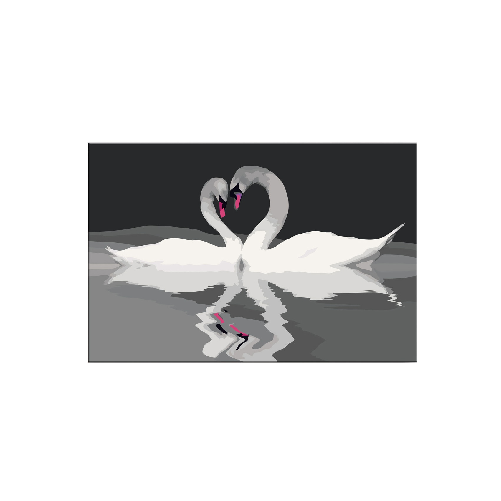 Pictura pe numere - Swan Couple - 60x40cm