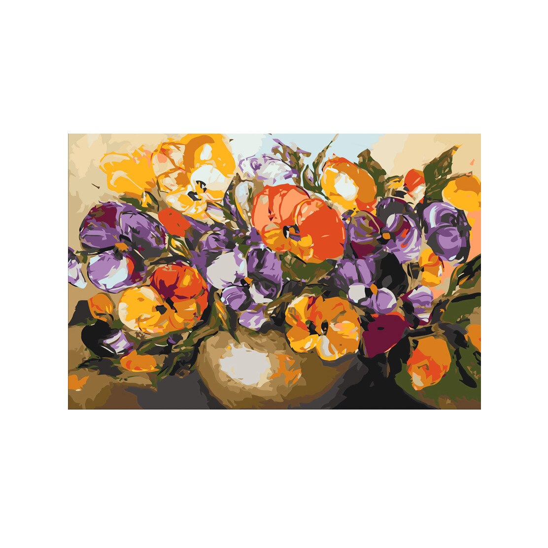 Pictura pe numere - Vase Of Pansies - 60x40cm