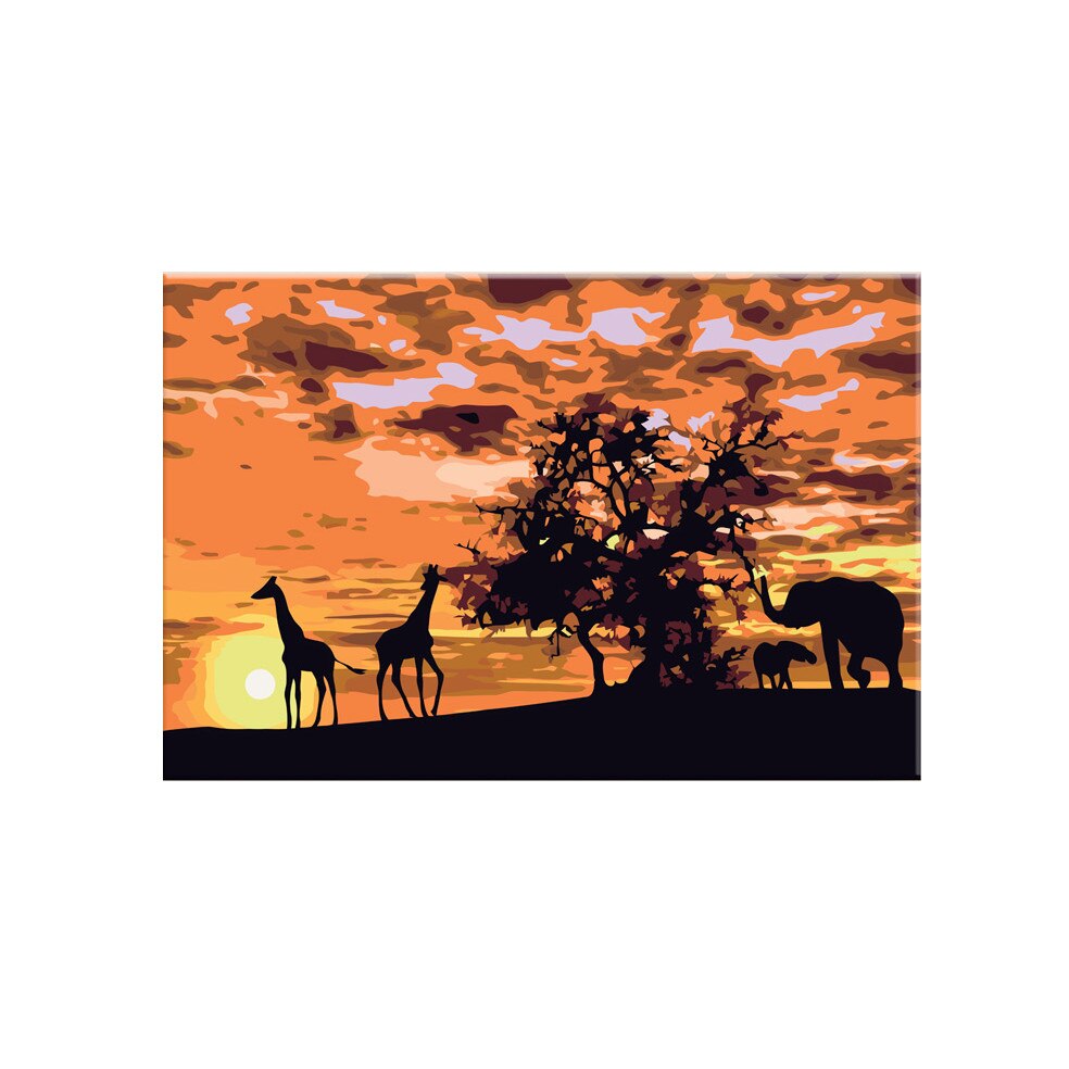 Pictura pe numere - Savannah (Giraffes & Elephants) - 60x40cm