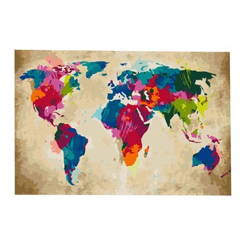 Pictura pe numere - World Map (Colourful) - 60x40cm Pictura pe numere - World Map (Colourful) - 60x40cm