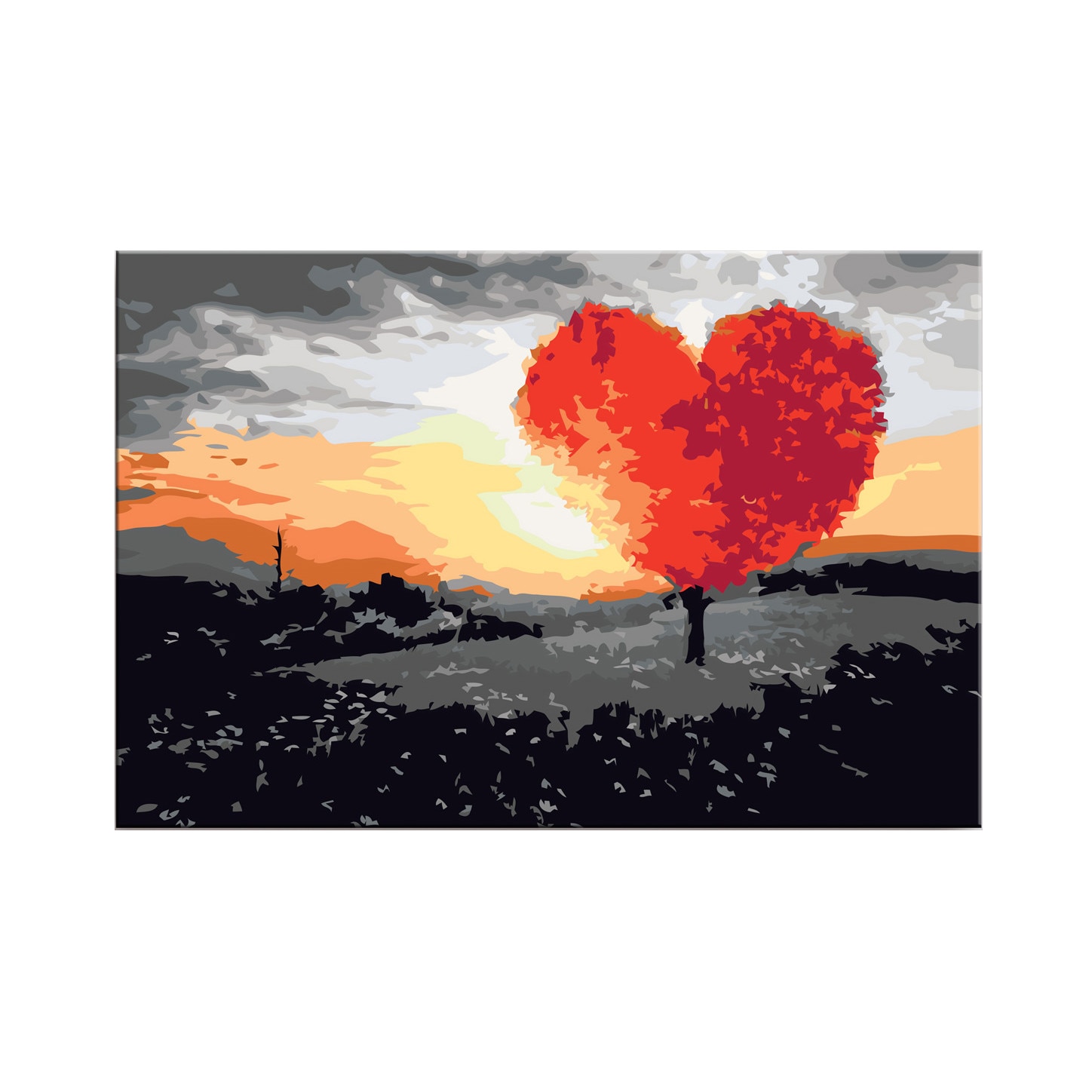 Pictura pe numere - Heart-Shaped Tree (Sunrise) - 60x40cm