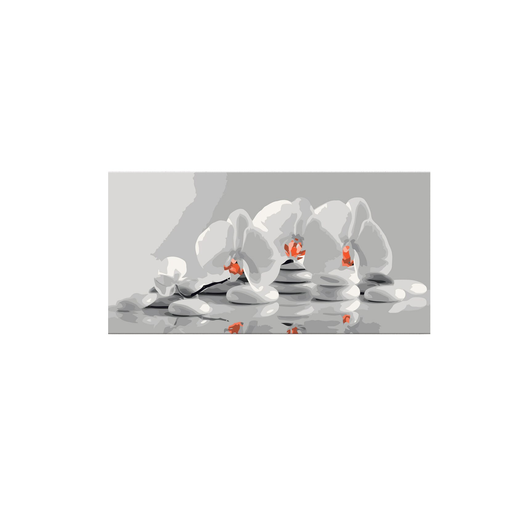 Pictura pe numere - Orchid (white & grey) - 80x40cm
