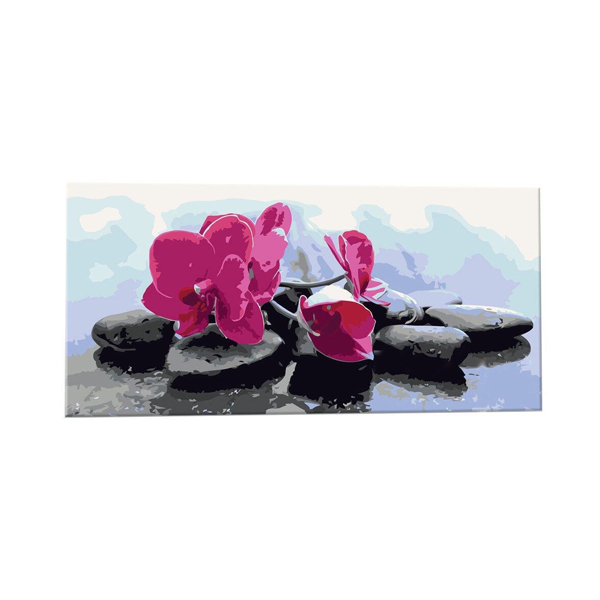 Pictura pe numere - Orchid With Zen Stones - 80x40cm