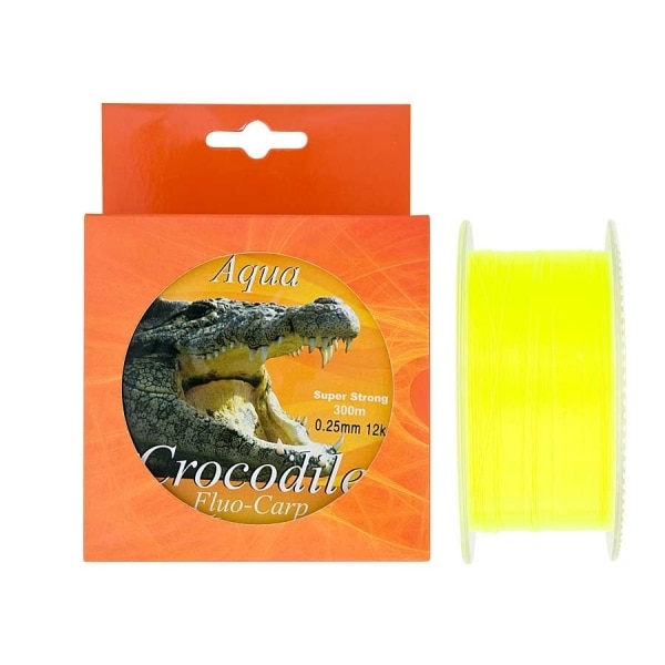 Nylon/fir monofilament Aqua Crocodile Fluo-Carp 300 m, galben fluo, 0.25 mm