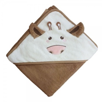 Prosop baie pentru bebelusi cu capison camel 81*81 cm Prosop baie pentru bebelusi cu capison camel 81*81 cm