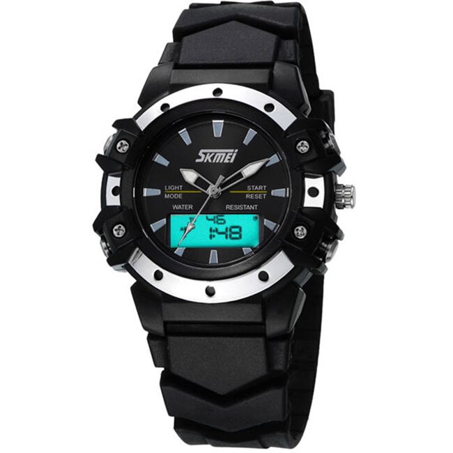 Ceas Unisex Quartz SKmei Sport Negru, CP9330NU, curea din silicon, afisaj analog-digital