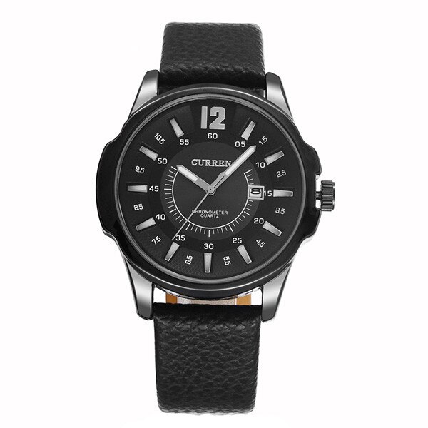 Ceas Unisex Quartz Curren Elegant Negru, CP9349NU, curea din piele, afisaj analog