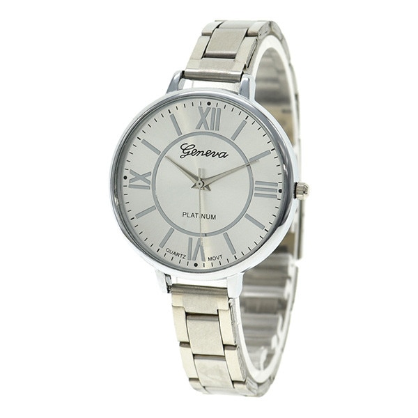Ceas Dama Quartz Geneva Casual Elegant Silver, CP9824SR, curea din metal (zale), afisaj analog