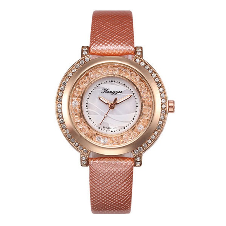 Ceas Dama Quartz Hongyee Casual Elegant Orange, CP9272OE, curea din piele, afisaj analog