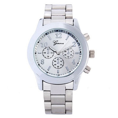 Ceas Dama Quartz Geneva Casual Elegant Silver, CP9211SR, curea din silicon, afisaj analog