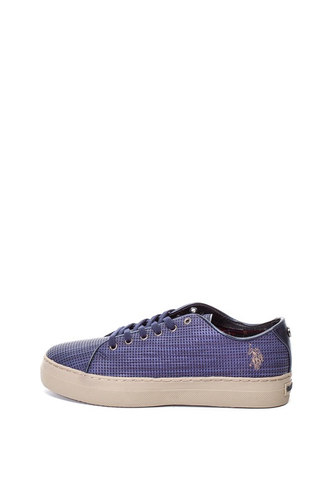 U.S. Polo Assn., Pantofi sport flatform de piele ecologica cu model texturat Violet